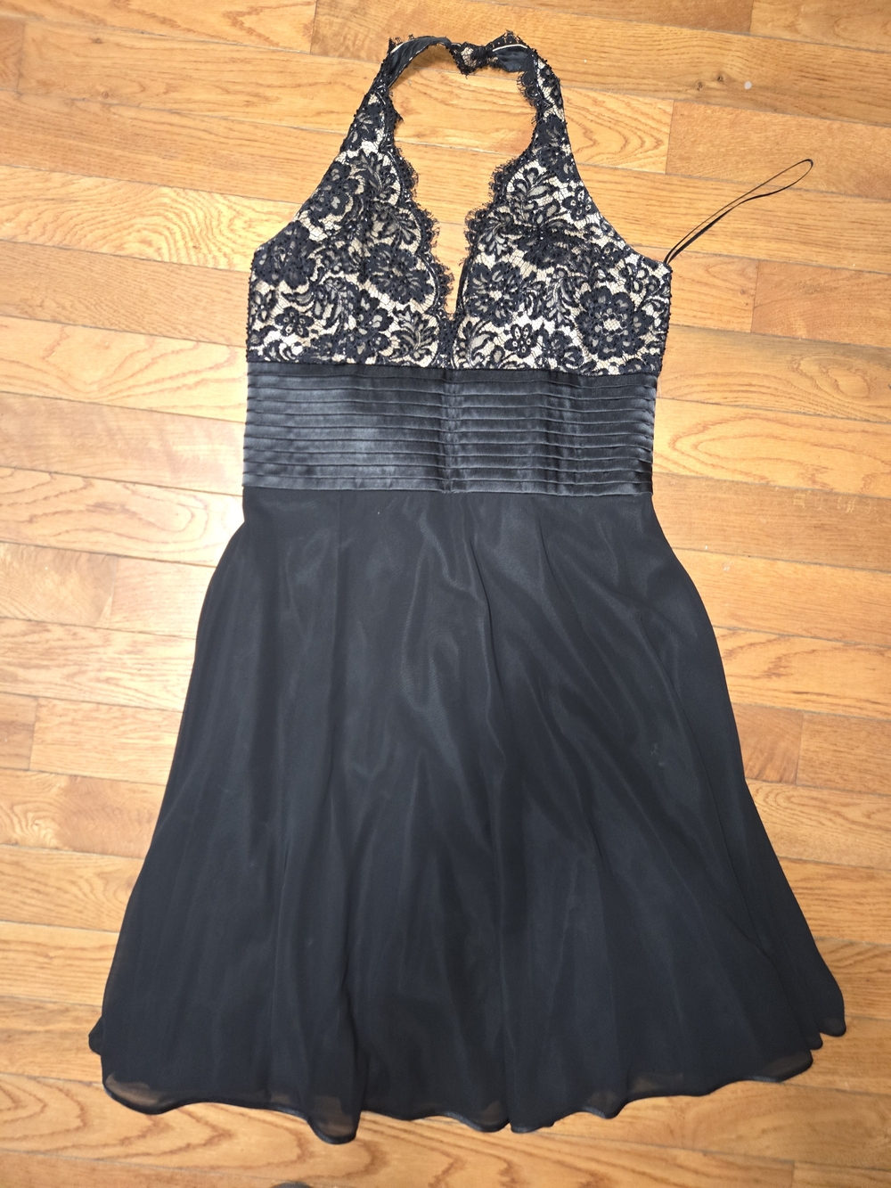 Black Halter Lace Bodice A-Line Dress Size 14